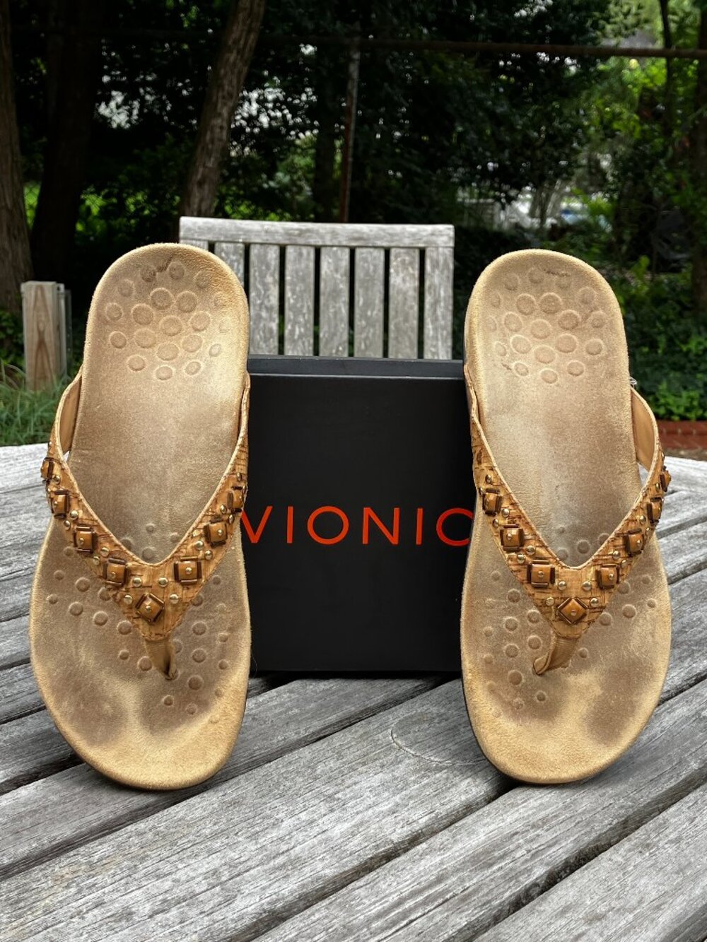 VIONIC✨Rest Floriana Gold Cork Slides Sandals - Size 7👡